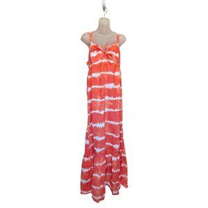 New with tag Orange and white cotton  long maxi beach dress